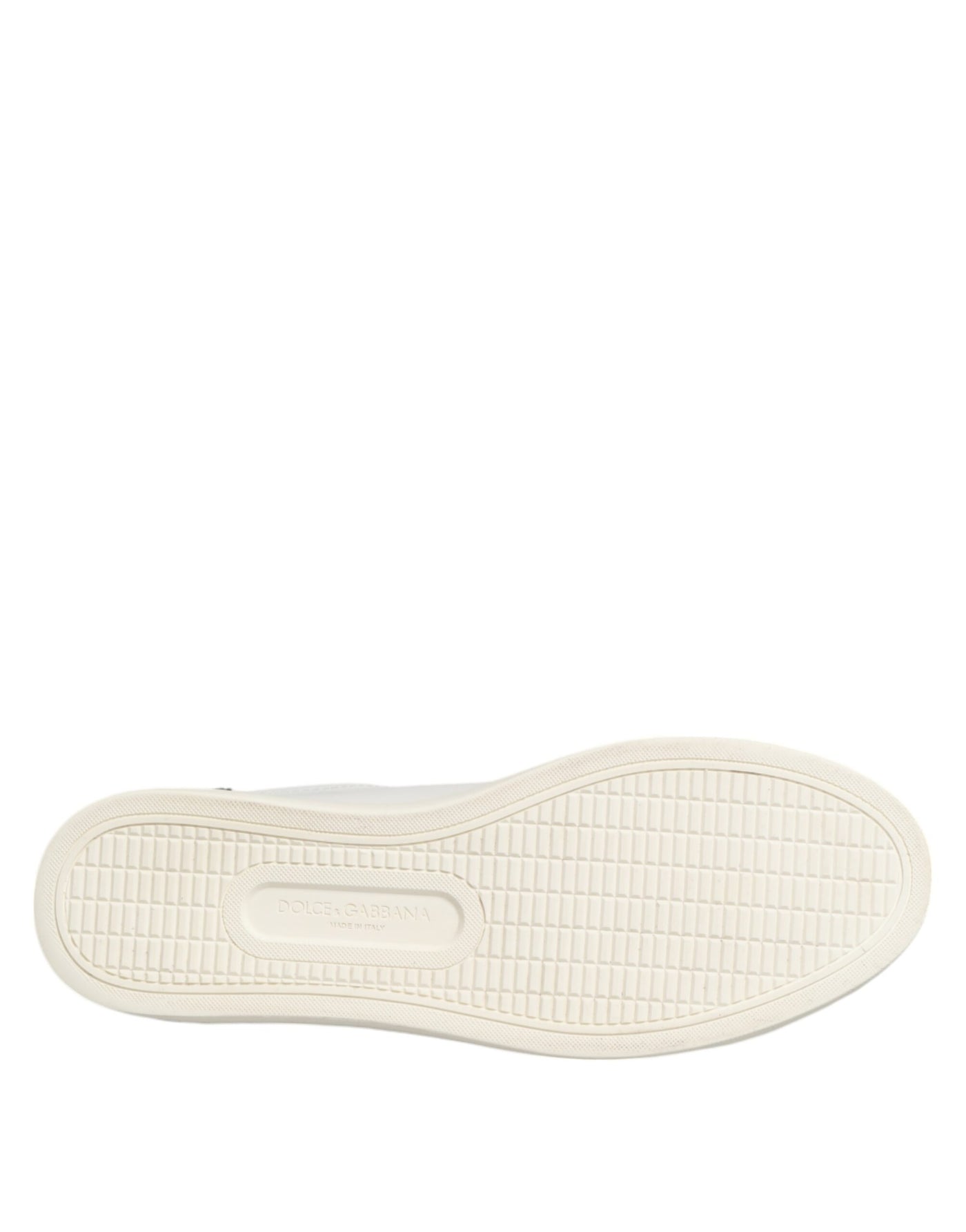 Dolce & Gabbana White Black Leather Low Top Sneakers Shoes