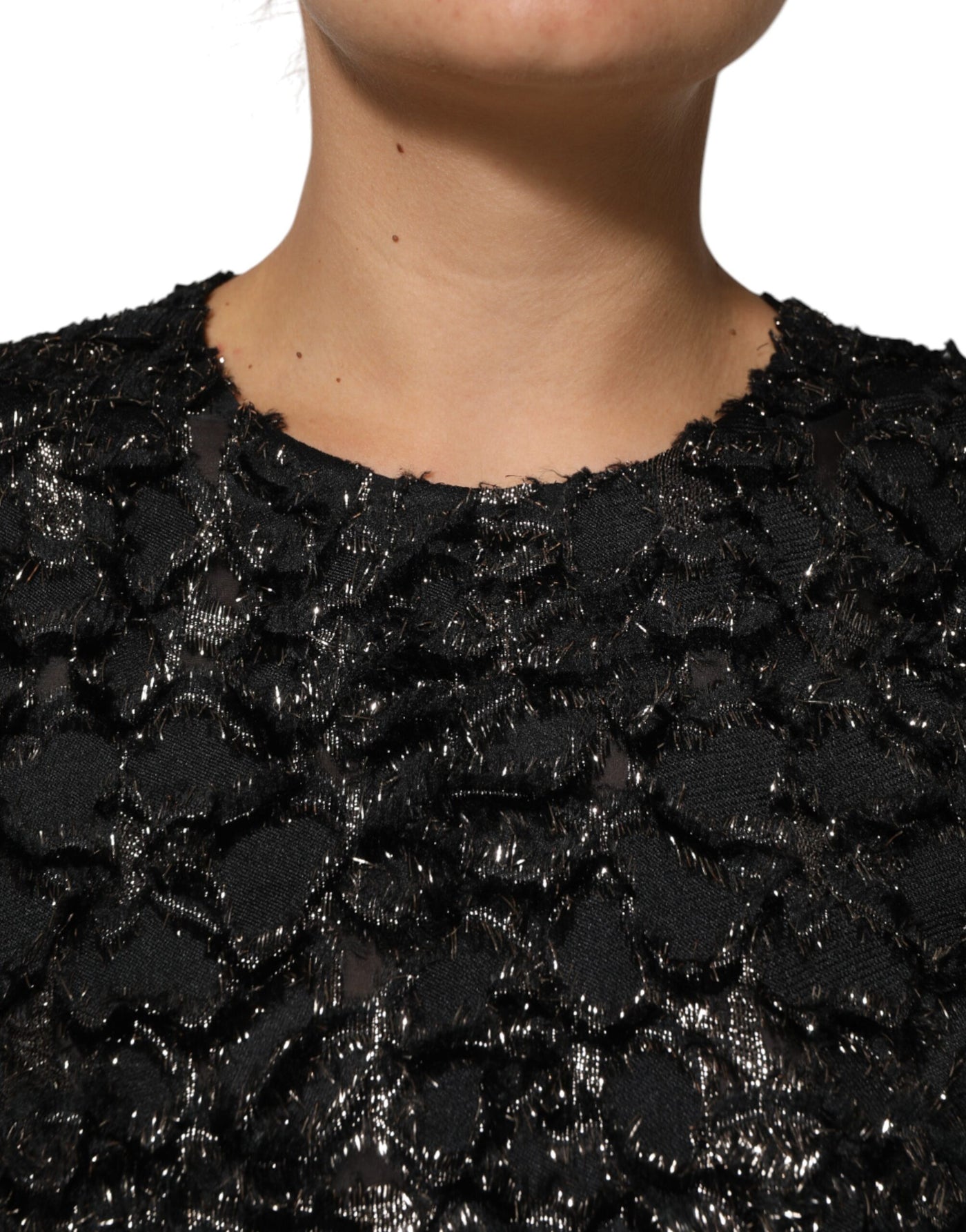 Dolce &amp; Gabbana Zwarte Pailletten Bouclé Tweed Schedejurk
