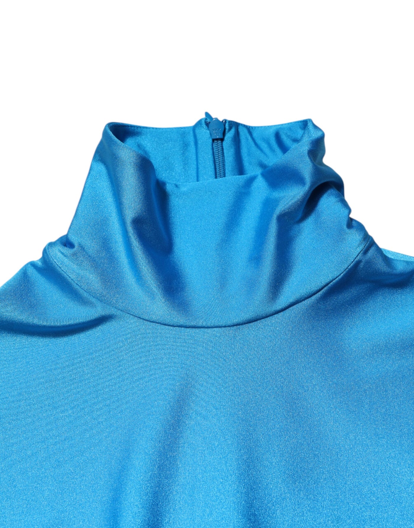 Dolce &amp; Gabbana Blauwe Nylon Turtleneck Bodycon Jumpsuit Jurk