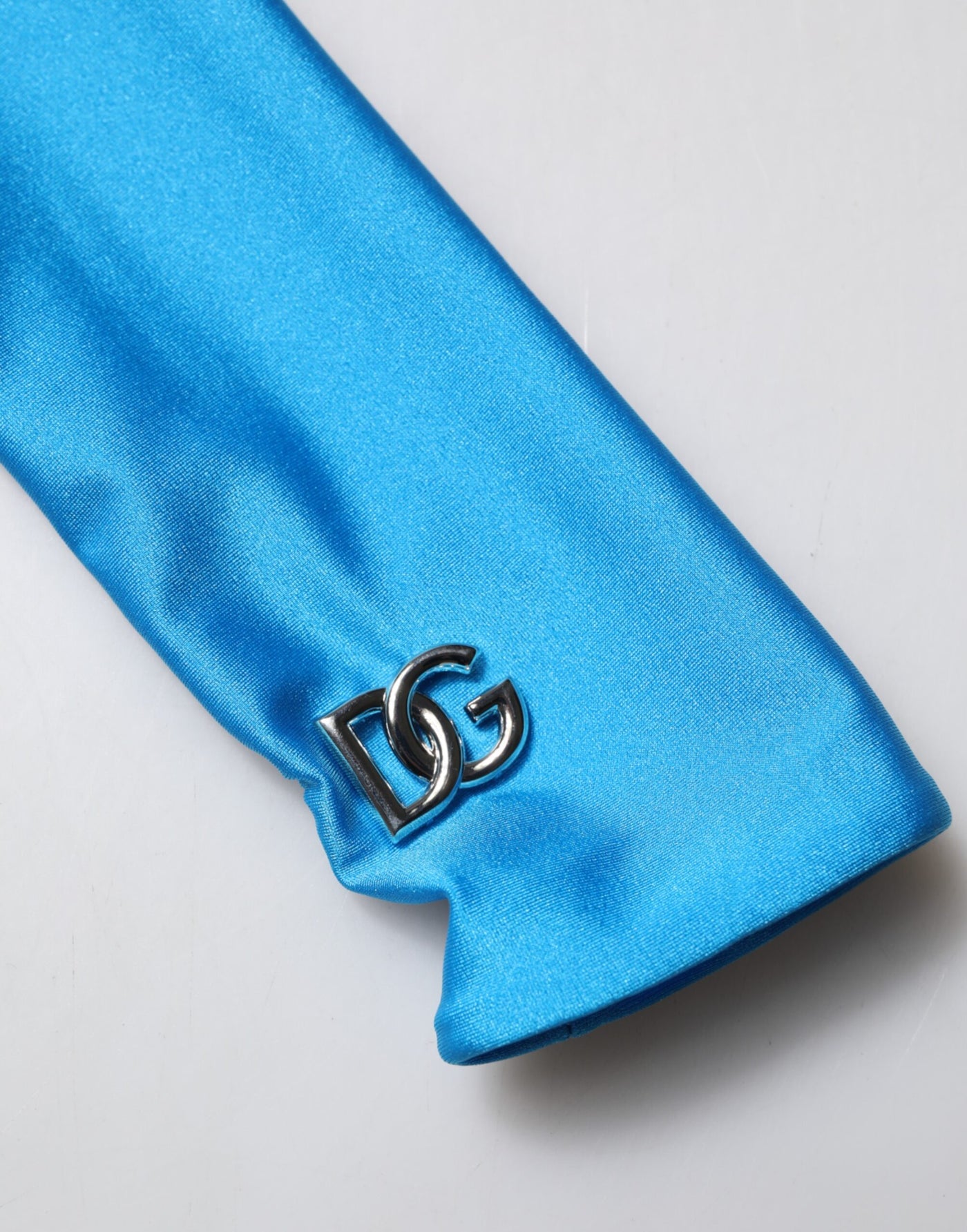 Dolce &amp; Gabbana Blauwe Nylon Turtleneck Bodycon Jumpsuit Jurk