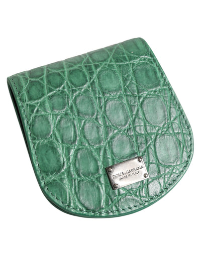 Dolce &amp; Gabbana Green Exotic Skin Coin Condom Case Holder Pocket Wallet