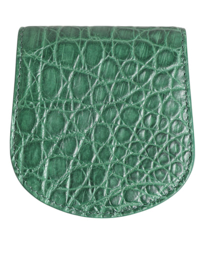 Dolce &amp; Gabbana Green Exotic Skin Coin Condom Case Holder Pocket Wallet