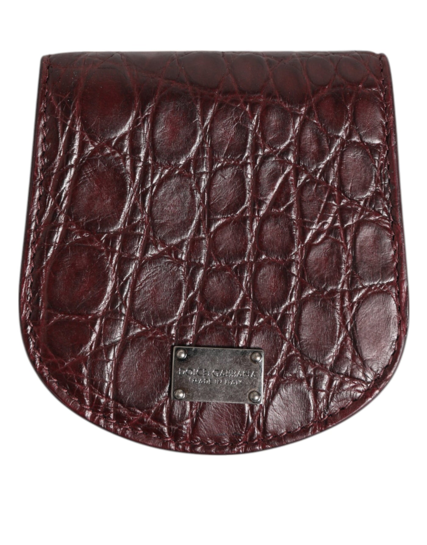 Dolce &amp; Gabbana Burgundy Exotic Skin Coin Condom Case Holder Pocket Wallet