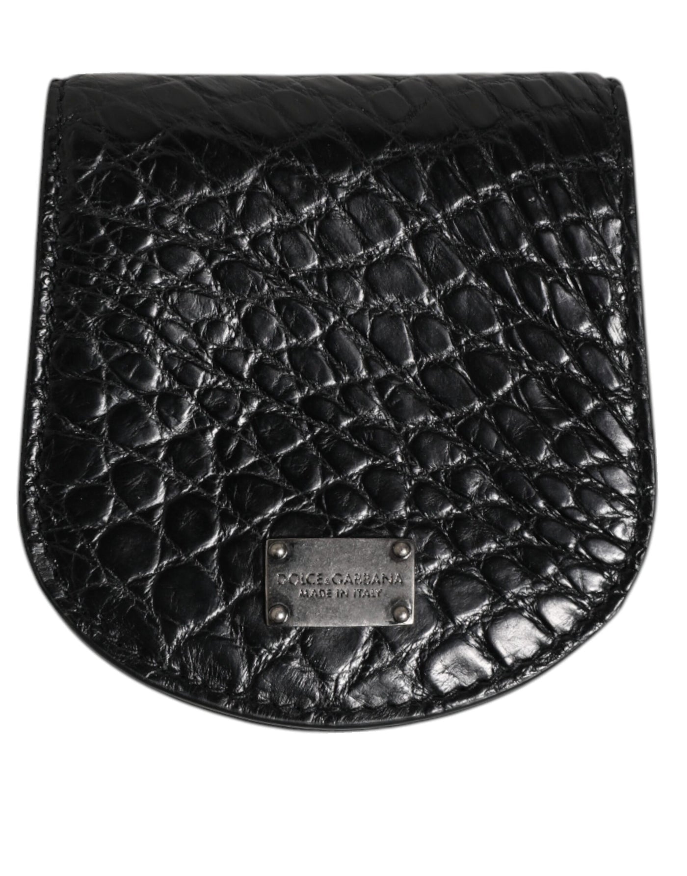 Dolce &amp; Gabbana Black Exotic Skin Coin Condom Case Holder Pocket Wallet