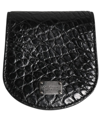 Dolce &amp; Gabbana Black Exotic Skin Coin Condom Case Holder Pocket Wallet