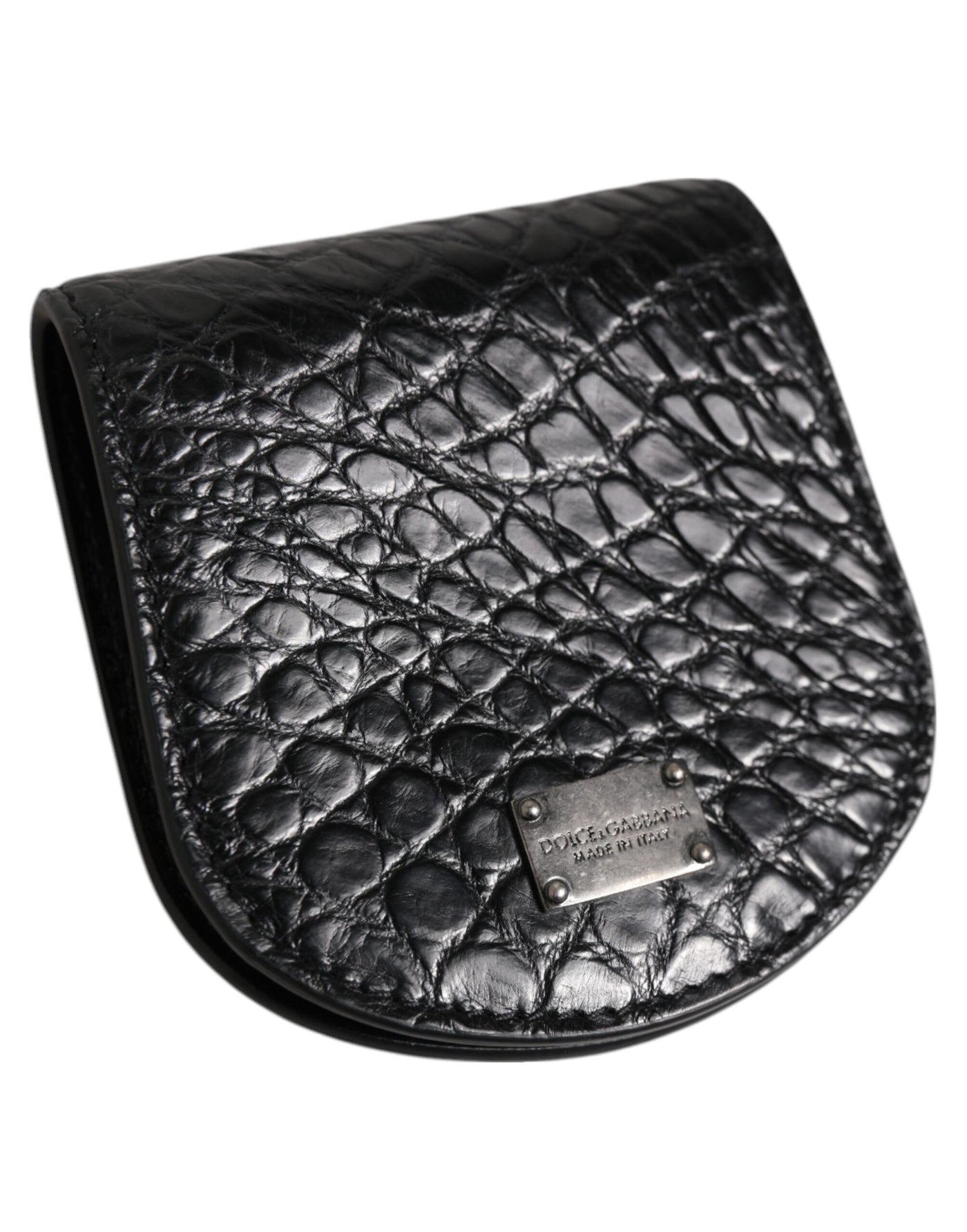 Dolce &amp; Gabbana Black Exotic Skin Coin Condom Case Holder Pocket Wallet