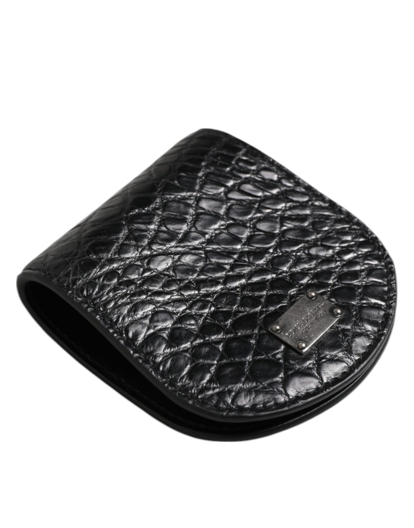 Dolce &amp; Gabbana Black Exotic Skin Coin Condom Case Holder Pocket Wallet