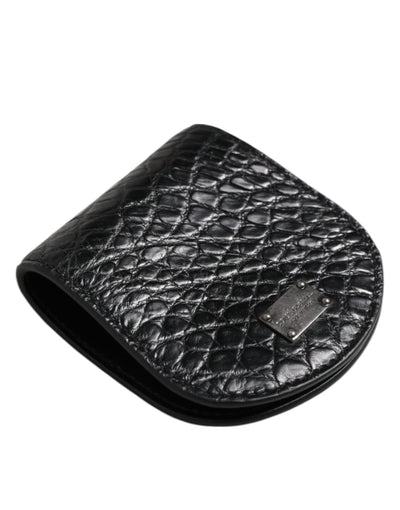 Dolce &amp; Gabbana Black Exotic Skin Coin Condom Case Holder Pocket Wallet