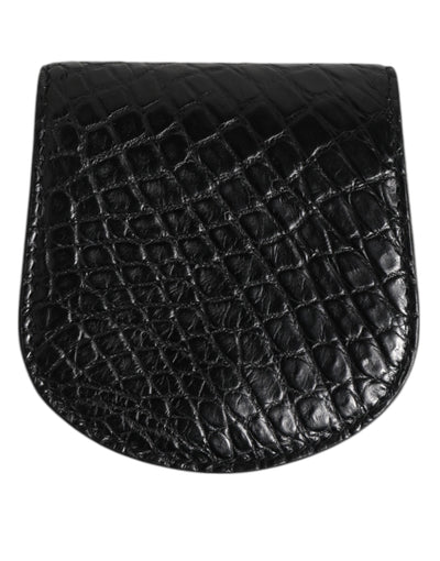 Dolce &amp; Gabbana Black Exotic Skin Coin Condom Case Holder Pocket Wallet