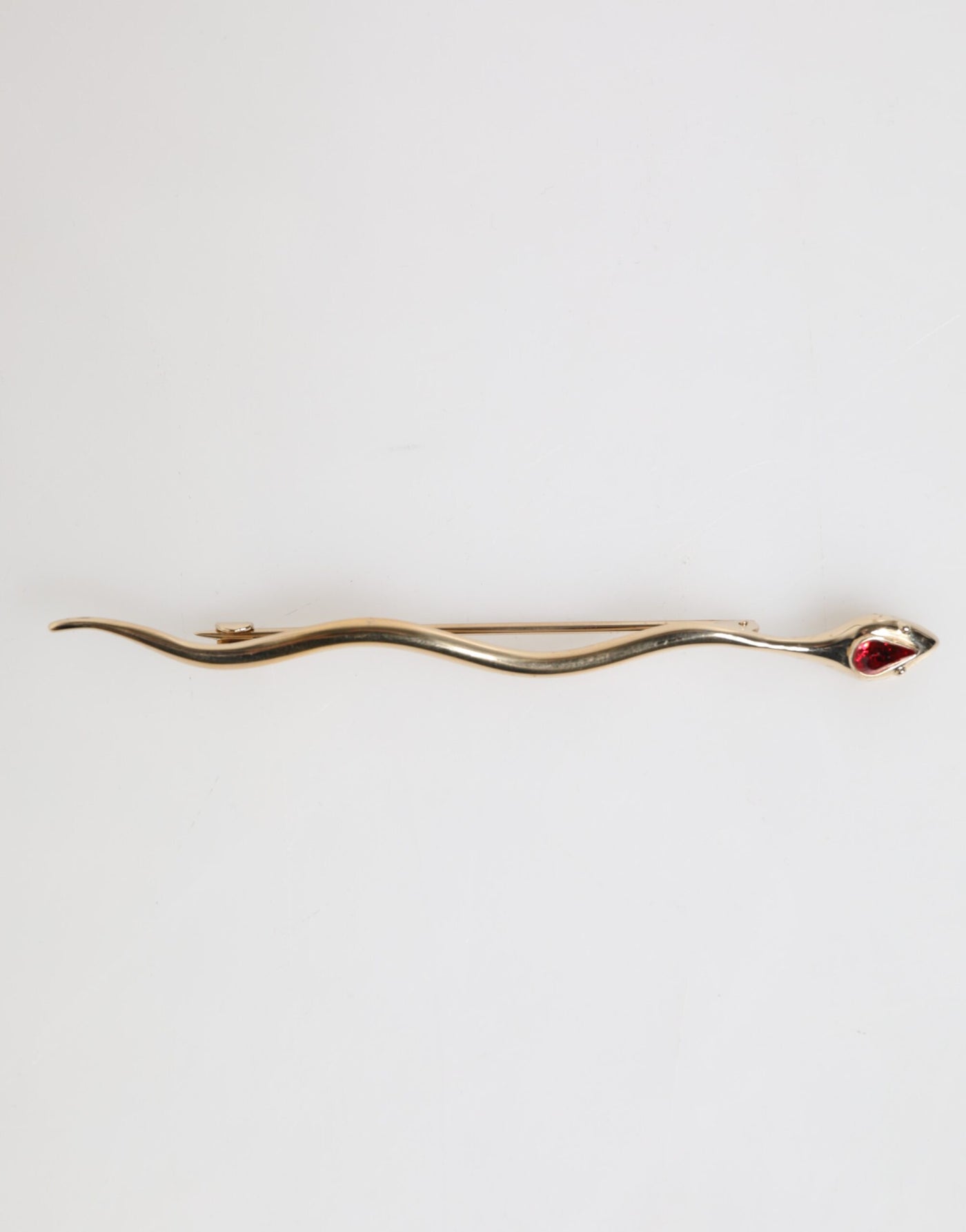 Dolce &amp; Gabbana Gouden Messing Rode Kristal Spilla Serpente Heren Broche Pin