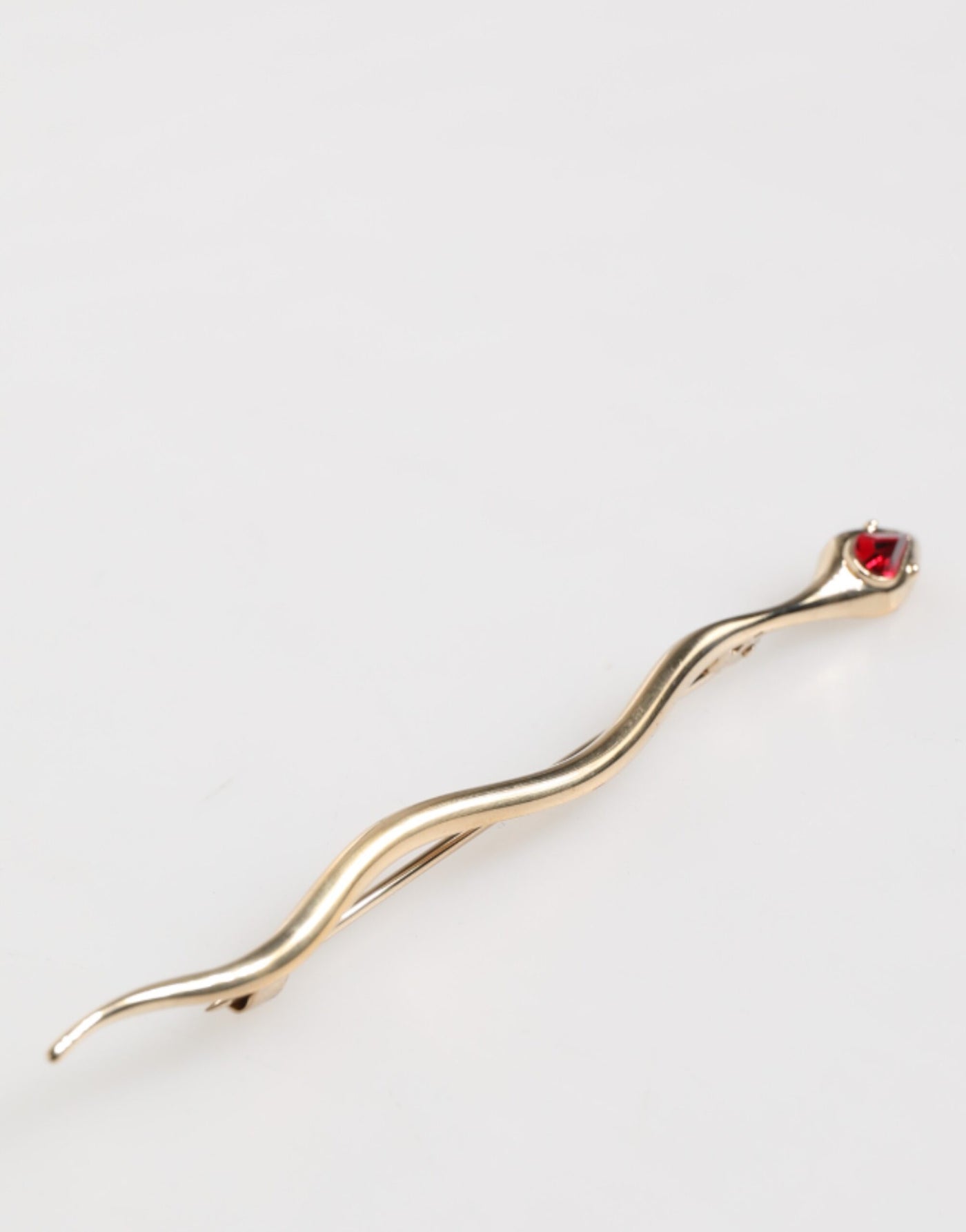 Dolce &amp; Gabbana Gouden Messing Rode Kristal Spilla Serpente Heren Broche Pin