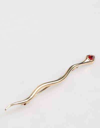 Dolce &amp; Gabbana Gouden Messing Rode Kristal Spilla Serpente Heren Broche Pin