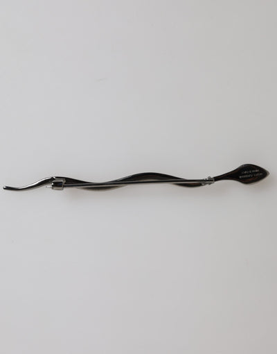 Dolce & Gabbana Black Brass Crystal Spilla Serpente Mens Brooch Pin
