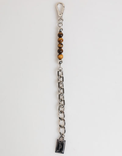 Bracelet Dolce &amp; Gabbana pour homme avec chaîne en argent et perles en laiton et fermoir mousqueton