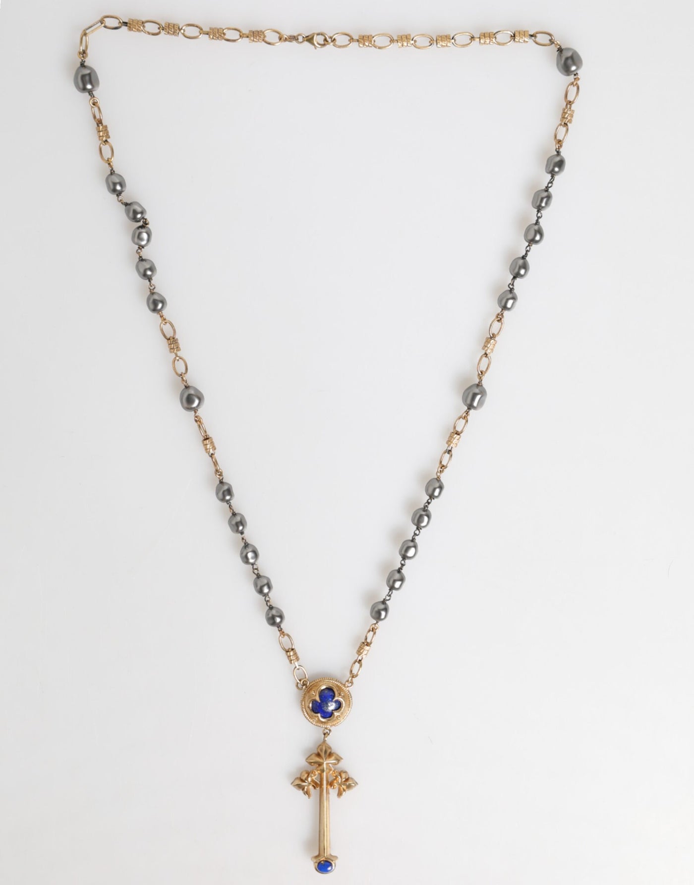 Dolce &amp; Gabbana Gouden Kralenketting Religieuze Kruisketting