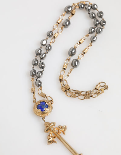 Dolce &amp; Gabbana Gouden Kralenketting Religieuze Kruisketting