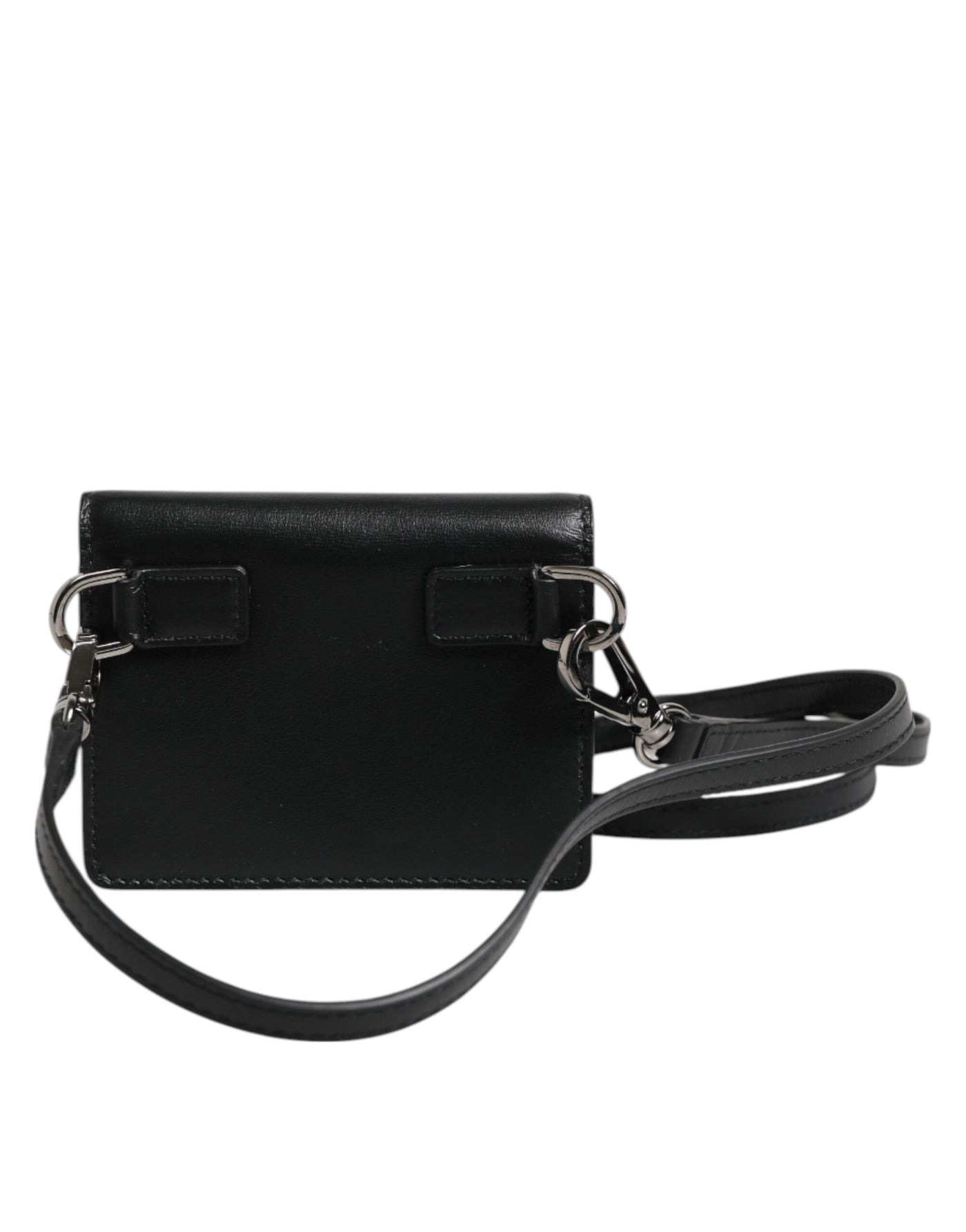 Dolce &amp; Gabbana Zwarte Leren Bifold Kaarthouder Crossbody Herentas