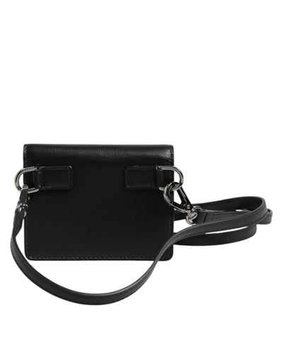 Dolce &amp; Gabbana Zwarte Leren Bifold Kaarthouder Crossbody Herentas