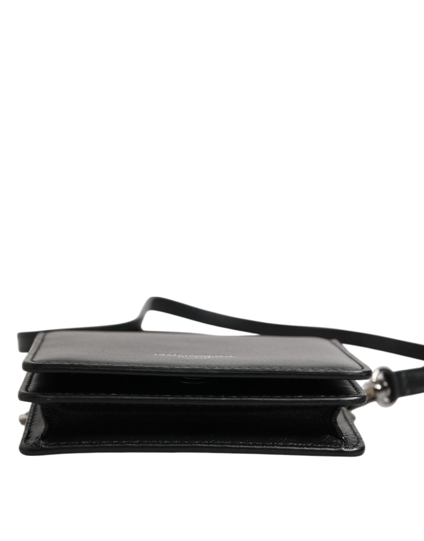 Dolce &amp; Gabbana Zwarte Leren Bifold Kaarthouder Crossbody Herentas
