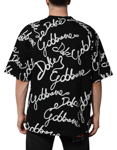 T-shirt ras du cou en coton noir avec logo imprimé Dolce &amp; Gabbana