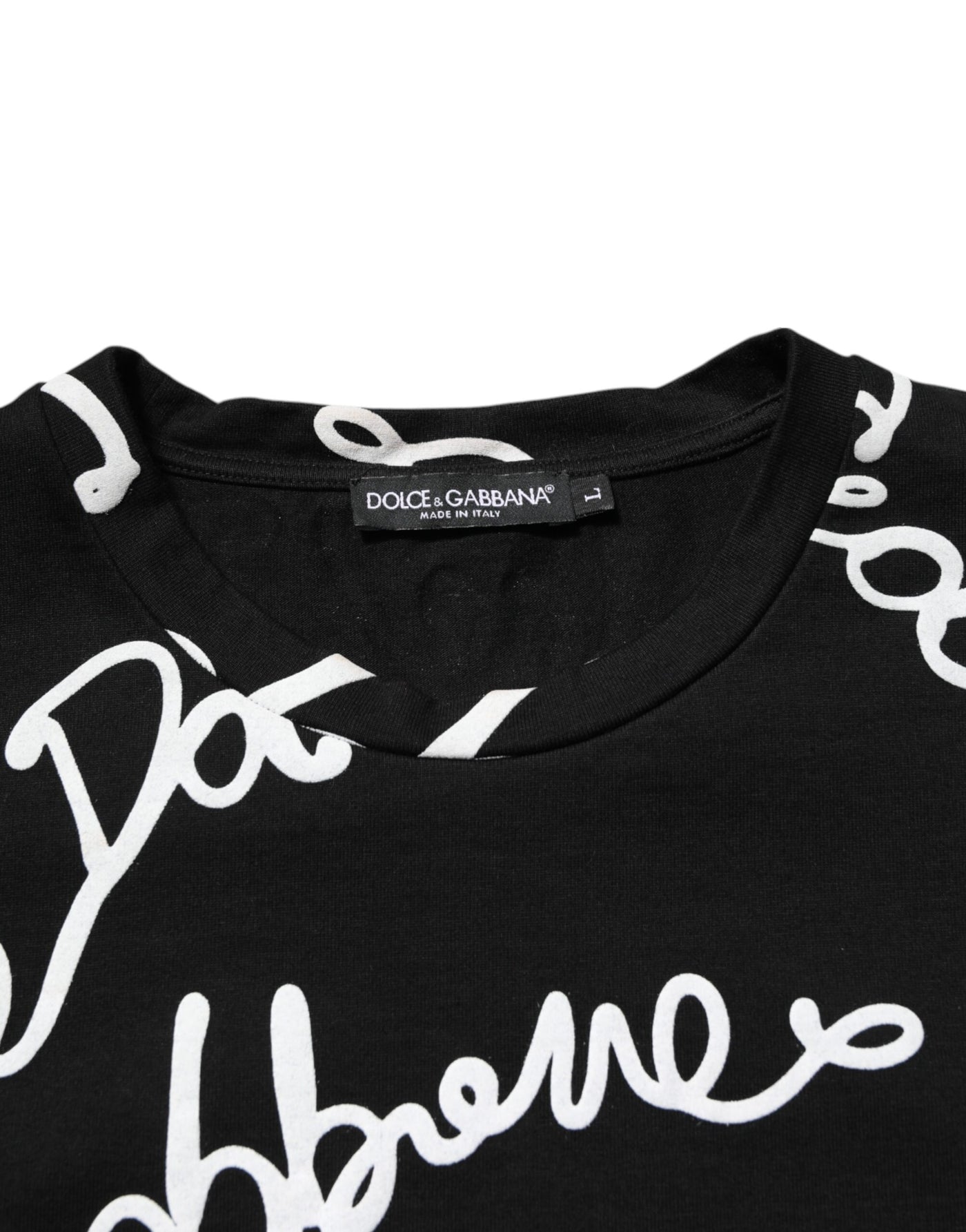 T-shirt ras du cou en coton noir avec logo imprimé Dolce &amp; Gabbana