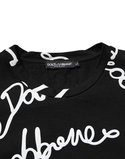 T-shirt ras du cou en coton noir avec logo imprimé Dolce &amp; Gabbana