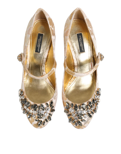 Escarpins Mary Jane Dolce &amp; Gabbana en jacquard doré et cristal