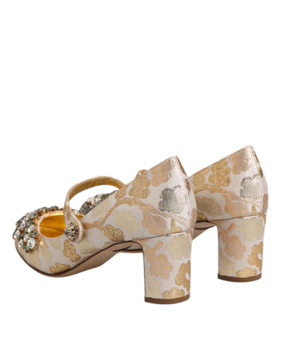 Escarpins Mary Jane Dolce &amp; Gabbana en jacquard doré et cristal