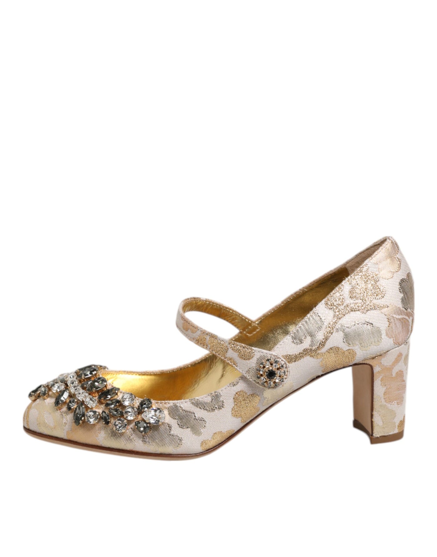 Escarpins Mary Jane Dolce &amp; Gabbana en jacquard doré et cristal