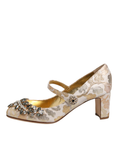 Escarpins Mary Jane Dolce &amp; Gabbana en jacquard doré et cristal