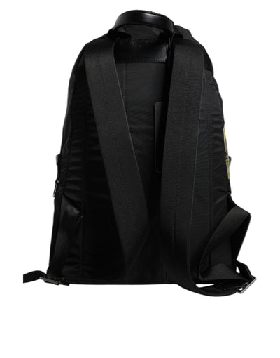 Dolce & Gabbana Black Logo Tape Polyamide School Travel Backpack Men Bag