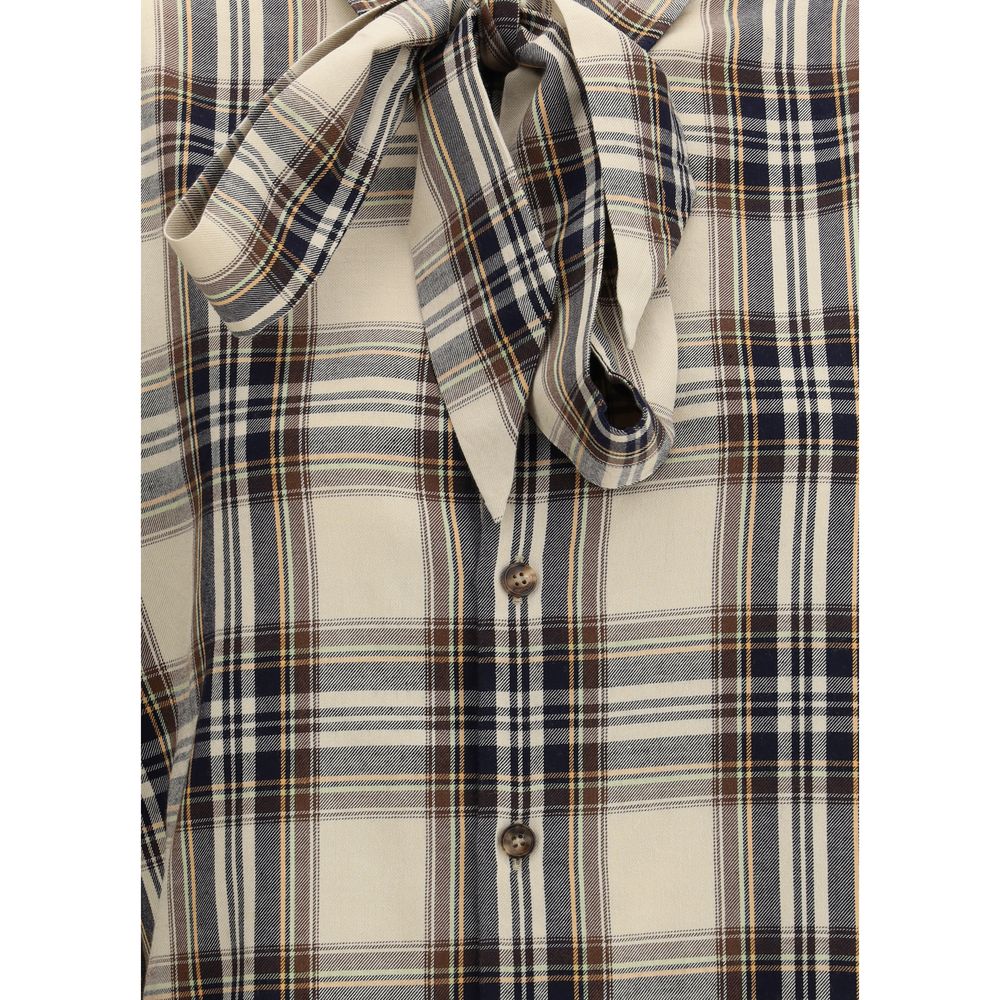 Saint Laurent tartan lavallière overhemd