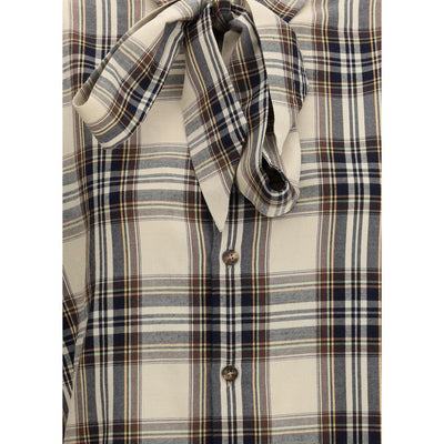 Saint Laurent tartan lavallière overhemd