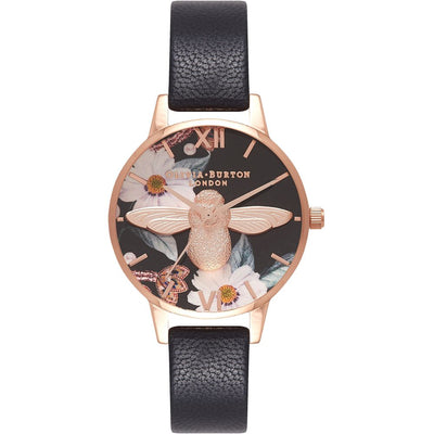 Montre Olivia Burton en cuir artificiel noir