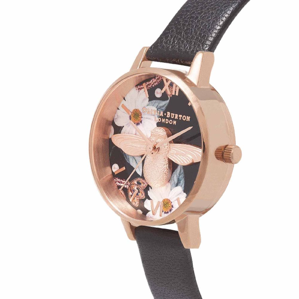 Montre Olivia Burton en cuir artificiel noir