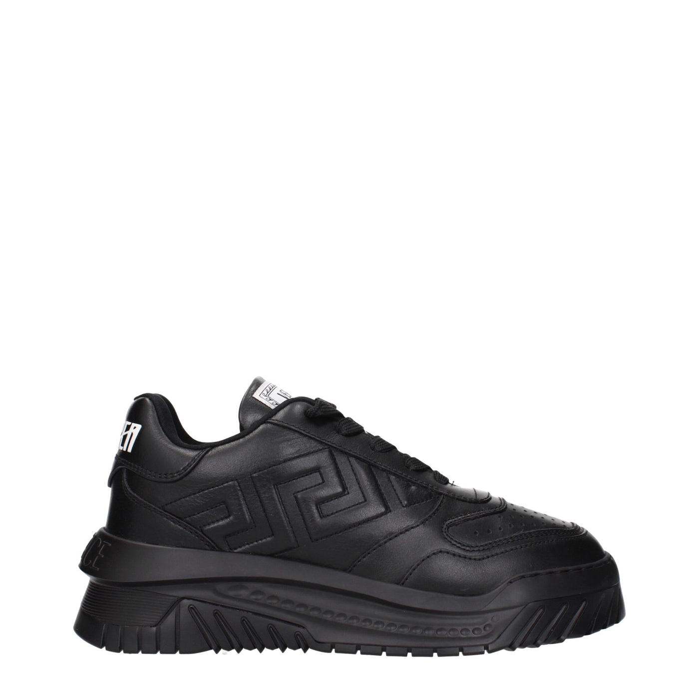Versace Zwarte Leren Dikke Sneakers