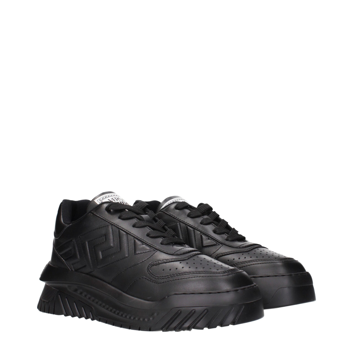 Versace Zwarte Leren Dikke Sneakers