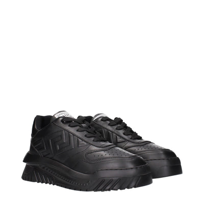 Versace Zwarte Leren Dikke Sneakers