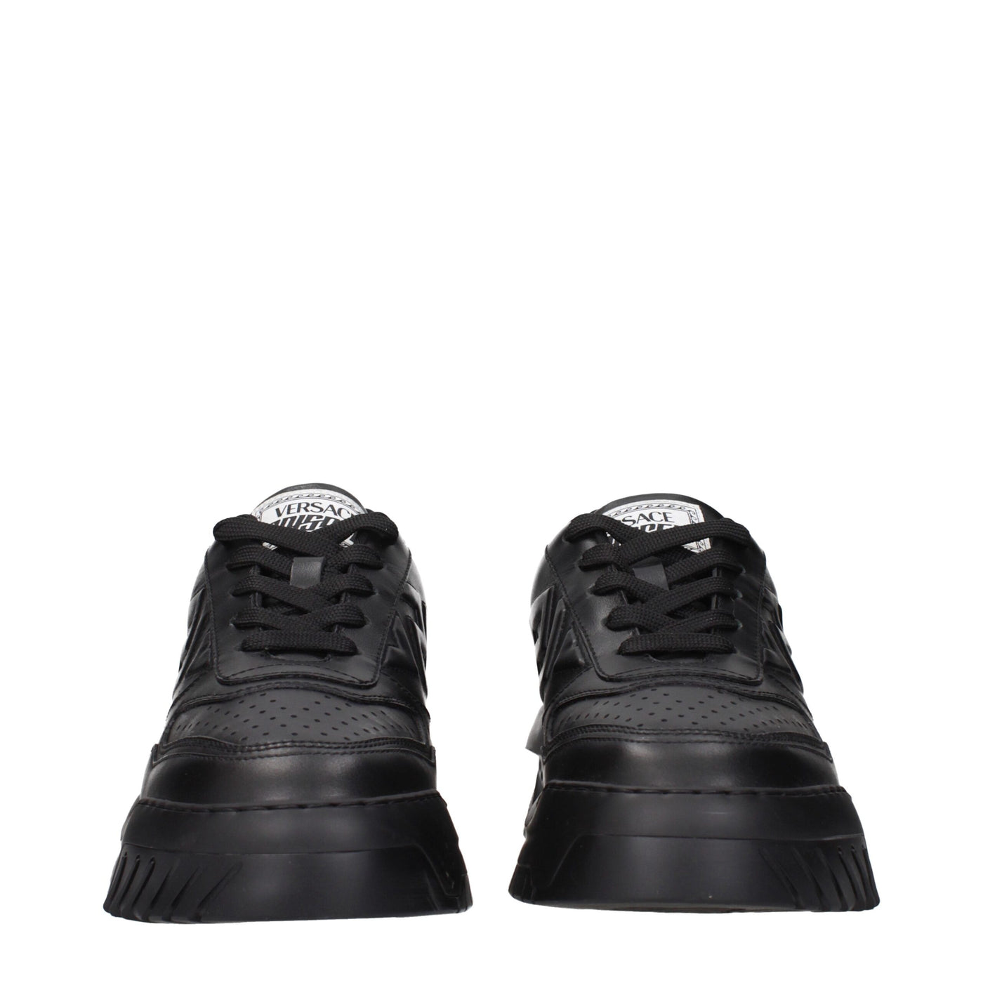 Versace Zwarte Leren Dikke Sneakers