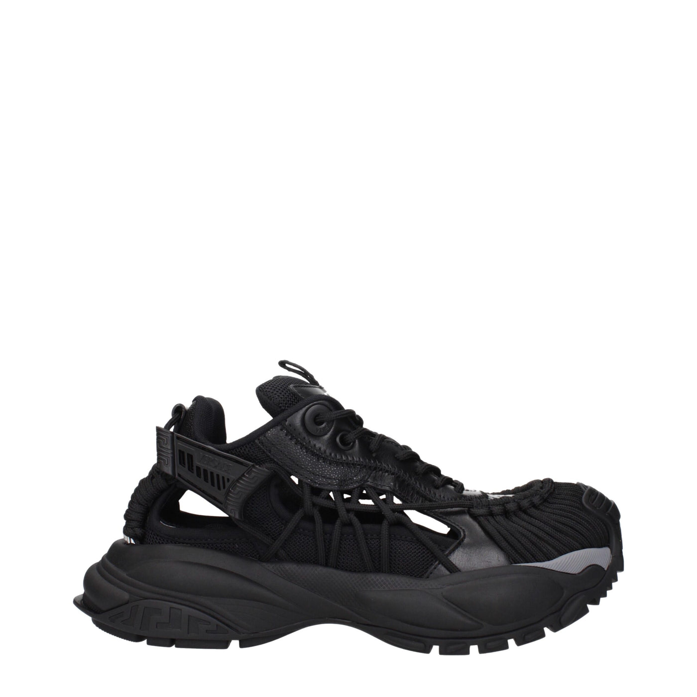 Versace Black Leather Athletic Sneakers