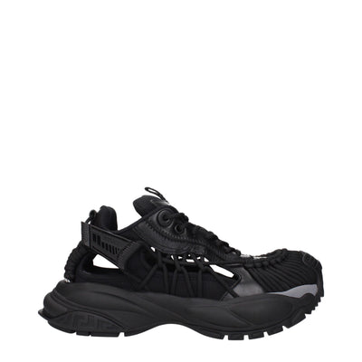 Versace Black Leather Athletic Sneakers