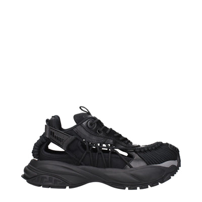 Versace Black Leather Athletic Sneakers