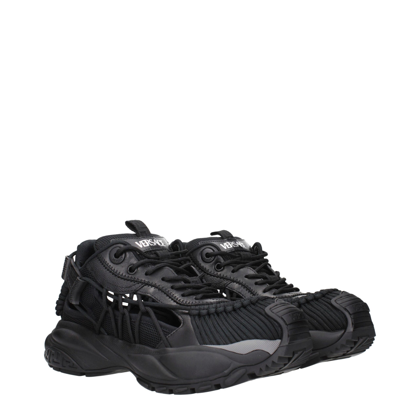 Versace Black Leather Athletic Sneakers