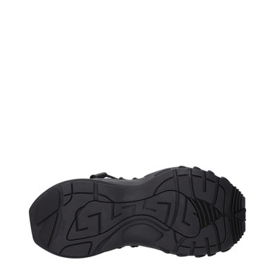 Versace Black Leather Athletic Sneakers