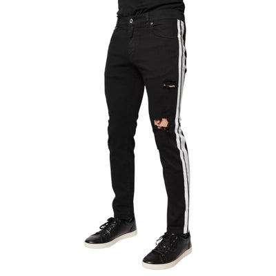 Dolce &amp; Gabbana Zwarte Skinny Denim Jeans met Witte Voering
