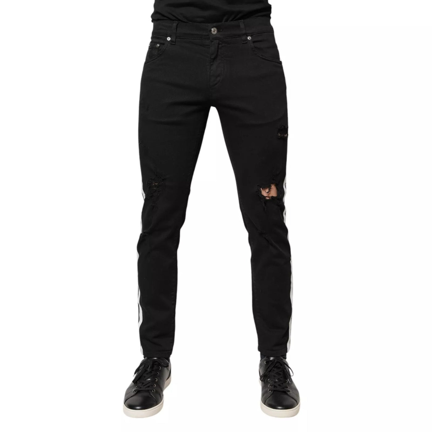 Dolce &amp; Gabbana Zwarte Skinny Denim Jeans met Witte Voering