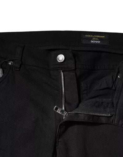 Dolce &amp; Gabbana Zwarte Skinny Denim Jeans met Witte Voering