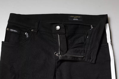 Dolce &amp; Gabbana Zwarte Skinny Denim Jeans met Witte Voering