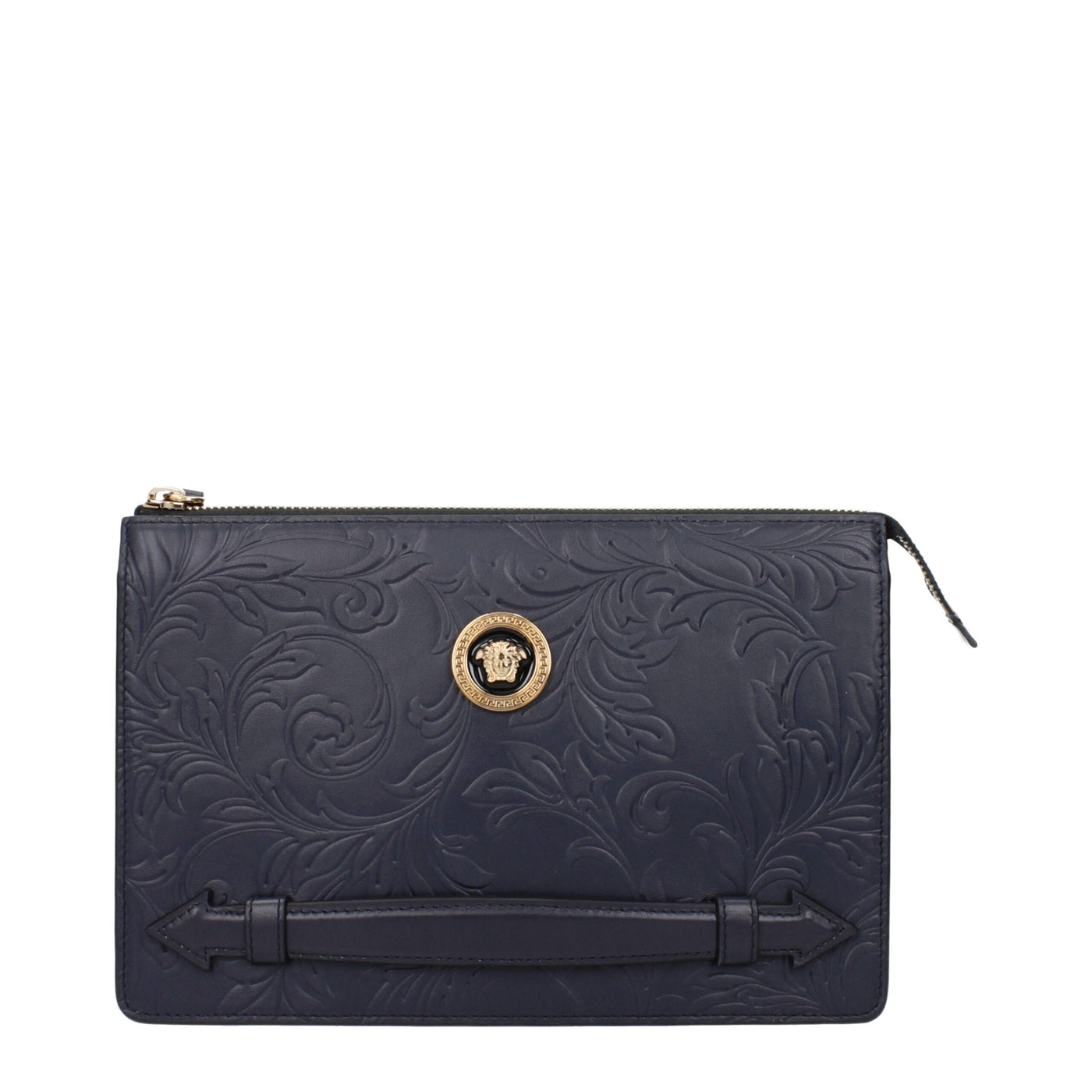 Pochettes en cuir bleu Versace