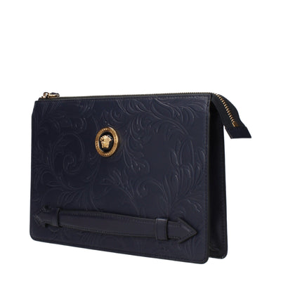 Pochettes en cuir bleu Versace